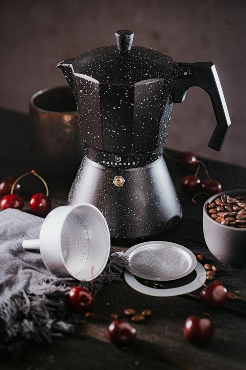Edënbërg Stonetec Line - Percolator 3 kops - Espresso Maker - Aluminium - Zwart eb-9300