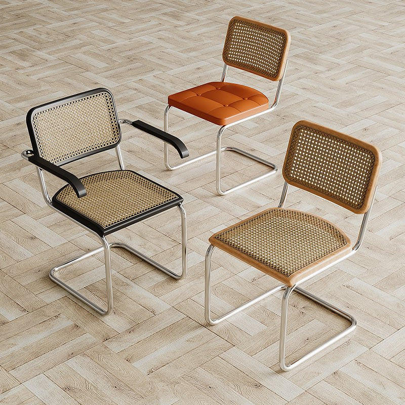 Edith Rattan Cantilever Chair, Natural & Chrome