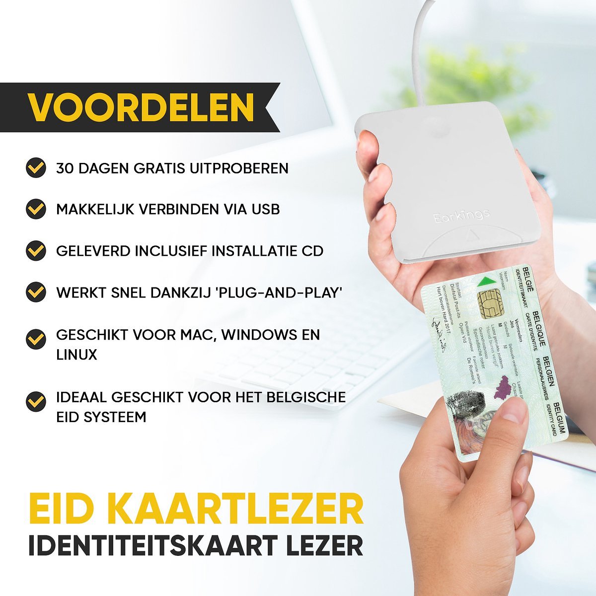 eID Kaartlezer Identiteitskaartlezer - Card Reader voor Identiteitskaart, CreditCards en overige