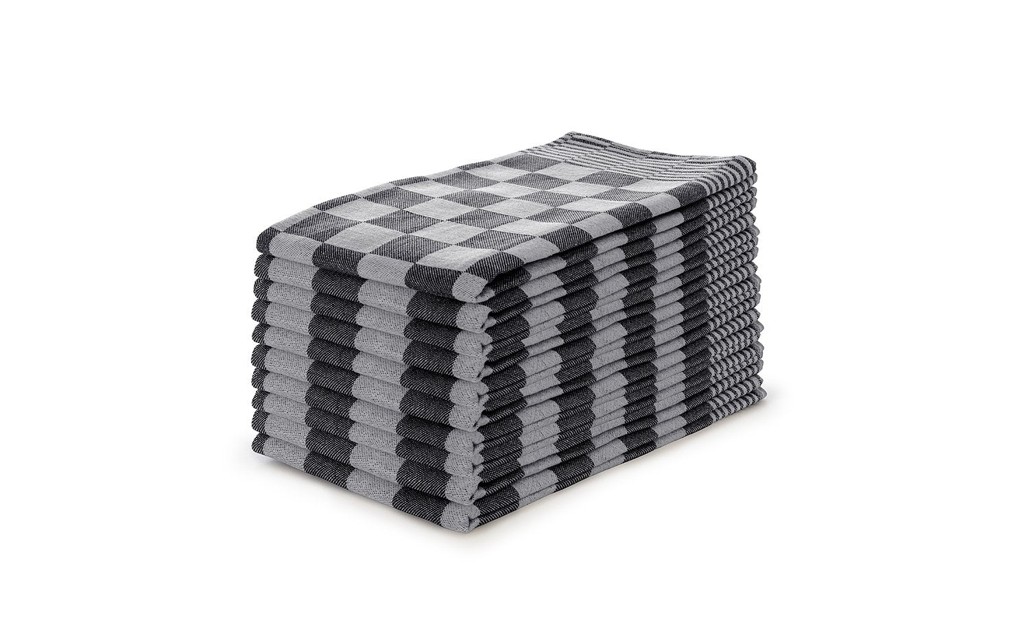Elegance Theedoekenset Blok 65x65cm - zwart - set van 10