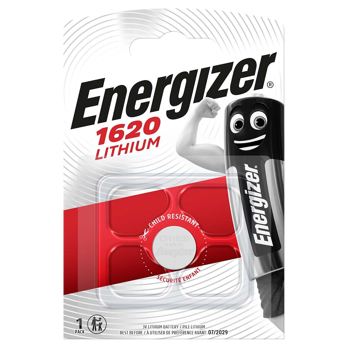 Lithium Knoopcel Batterij CR1620 3 V 1-Blister Energizer