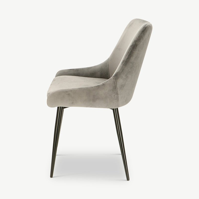 Fleur Dining Chair, Grey Velvet & Black legs