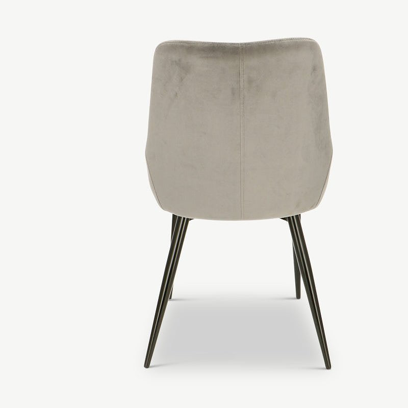 Fleur Dining Chair, Grey Velvet & Black legs