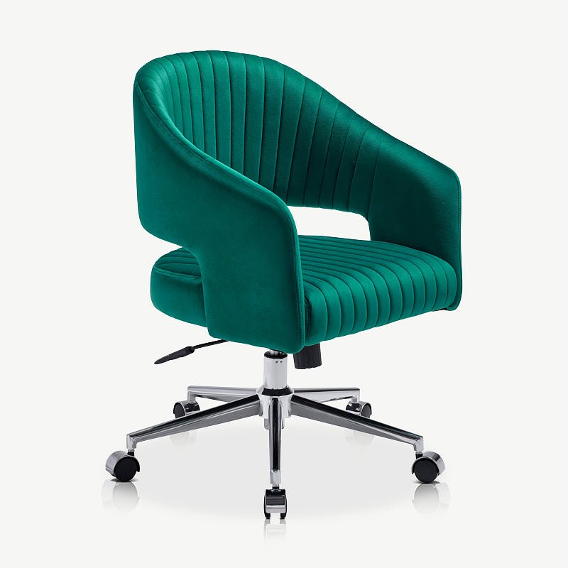 Constance Office Chair, Green Velvet & Chrome