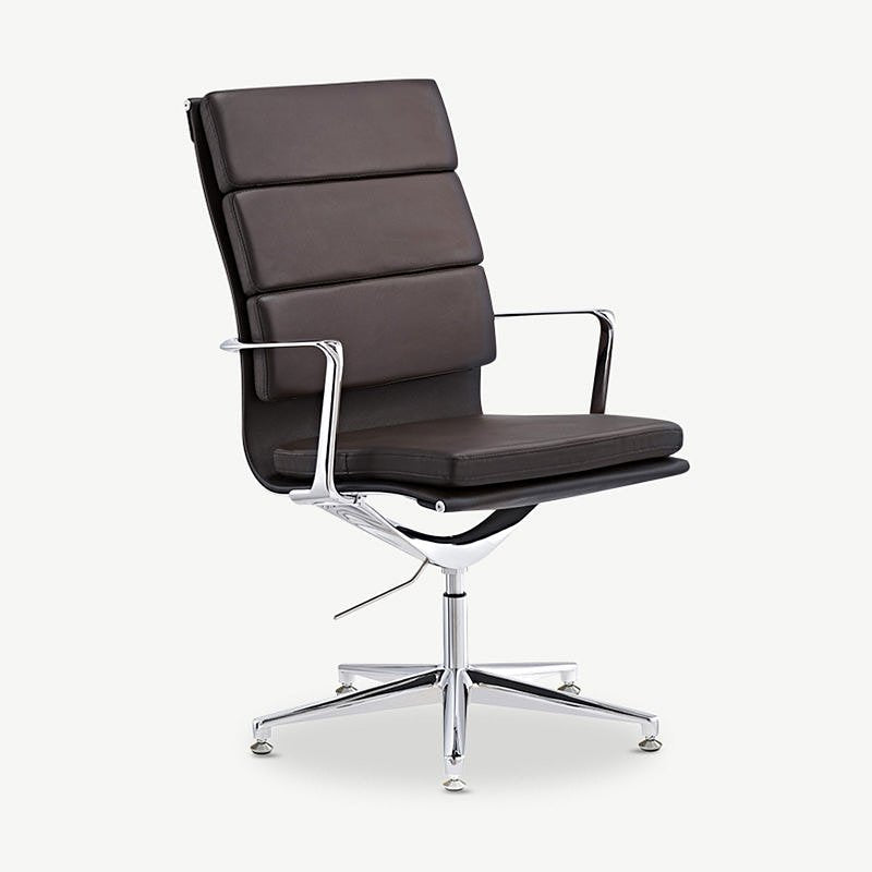 Levi Conference Chair, Dark Brown Leather & Chrome