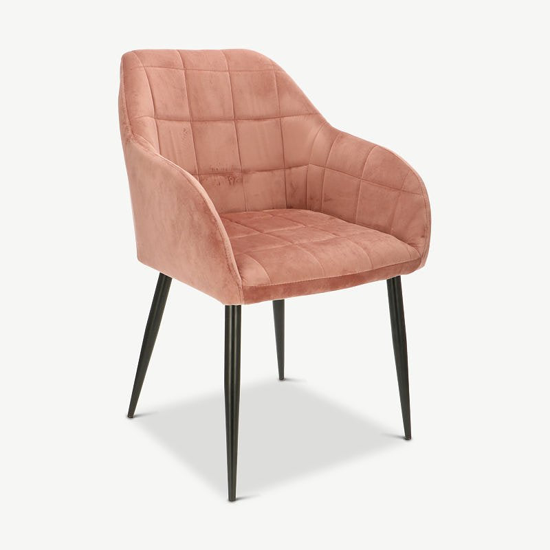 Luca Dining Chair, Pink Velvet & Black legs