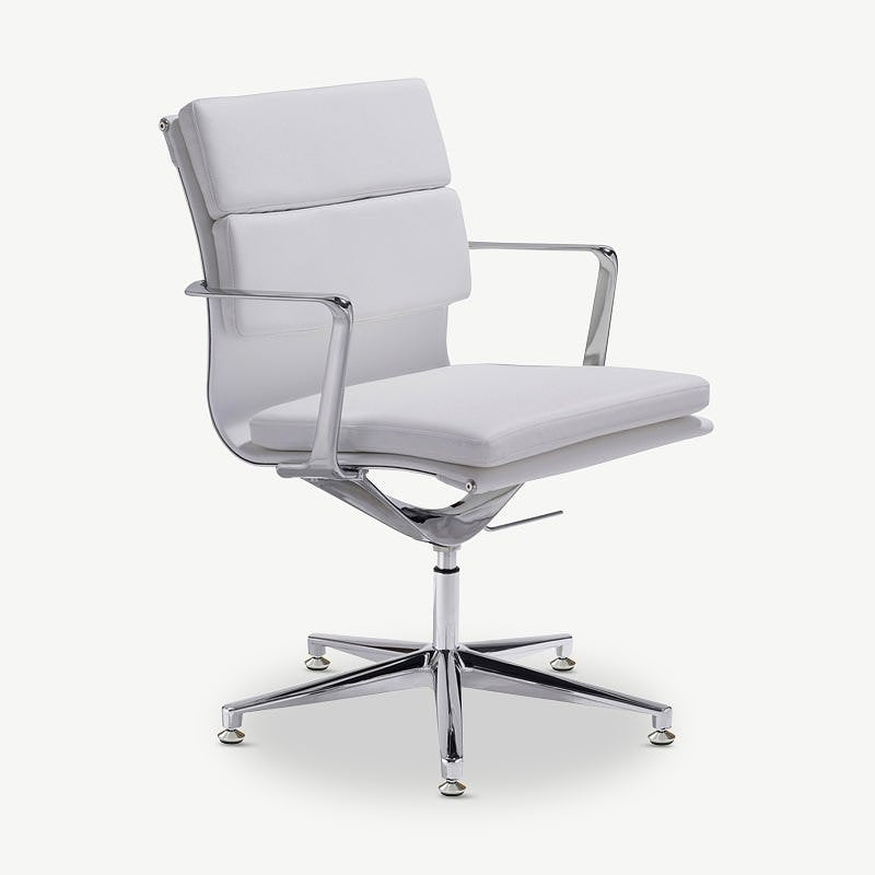 Lucas Conference Chair, White Leather & Chrome