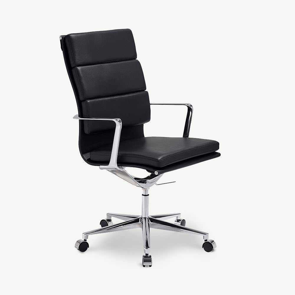 Furnicher Maci - Bureaustoel - Zwart Leer - 53x59x106cm