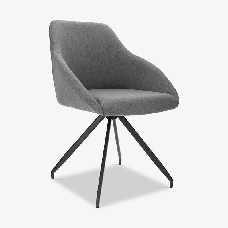 Marlow Swivel Dining Chair, Grey Fabric & Steel