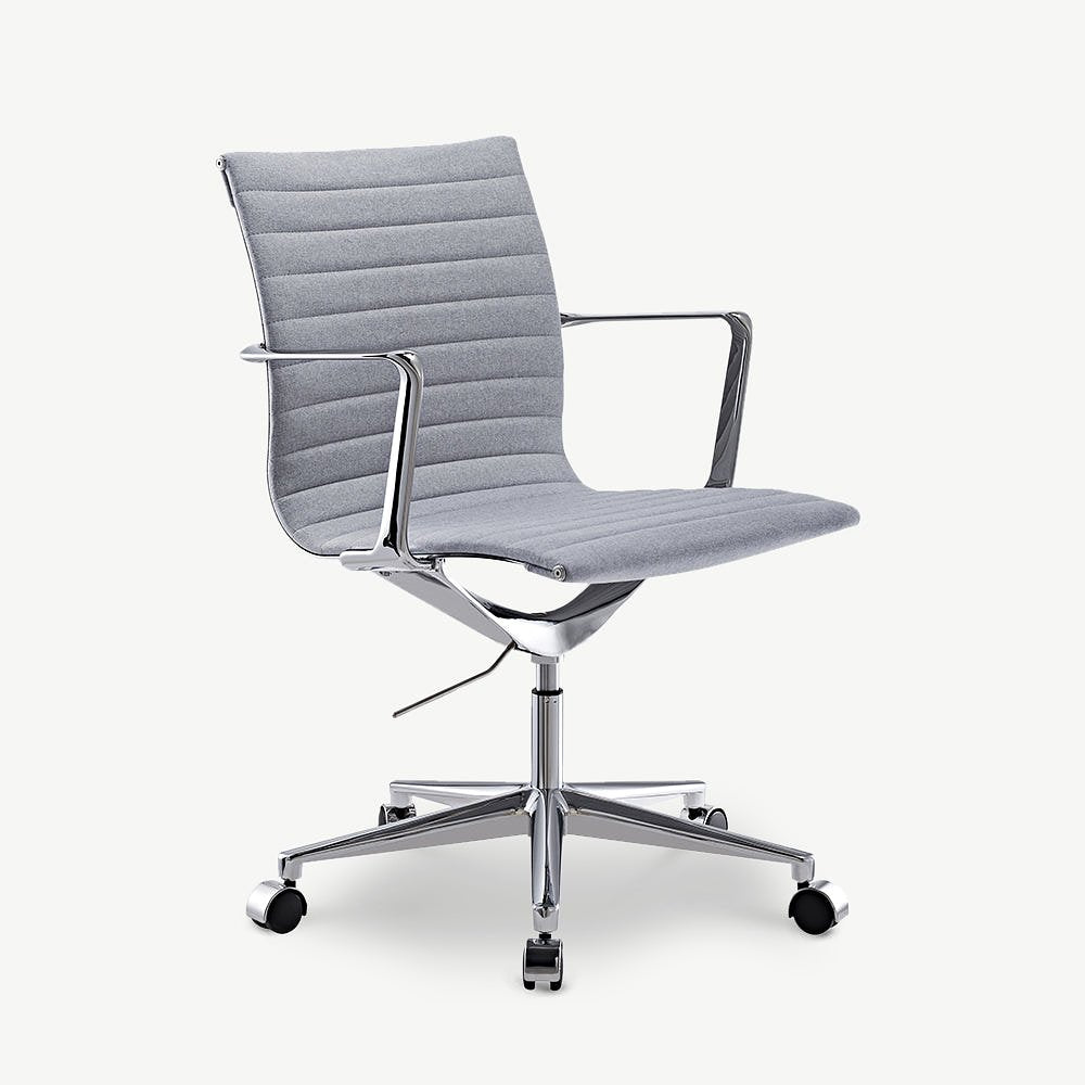 Walton Office Chair, Light Grey Fabric & Chrome