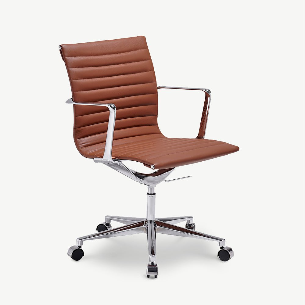 Walton Office Chair, Cognac Leather & Chrome