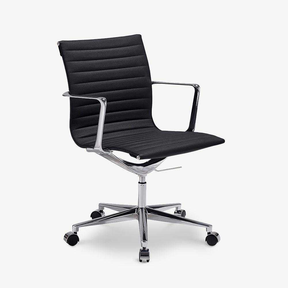 Walton Office Chair, Black PU-leather & Chrome