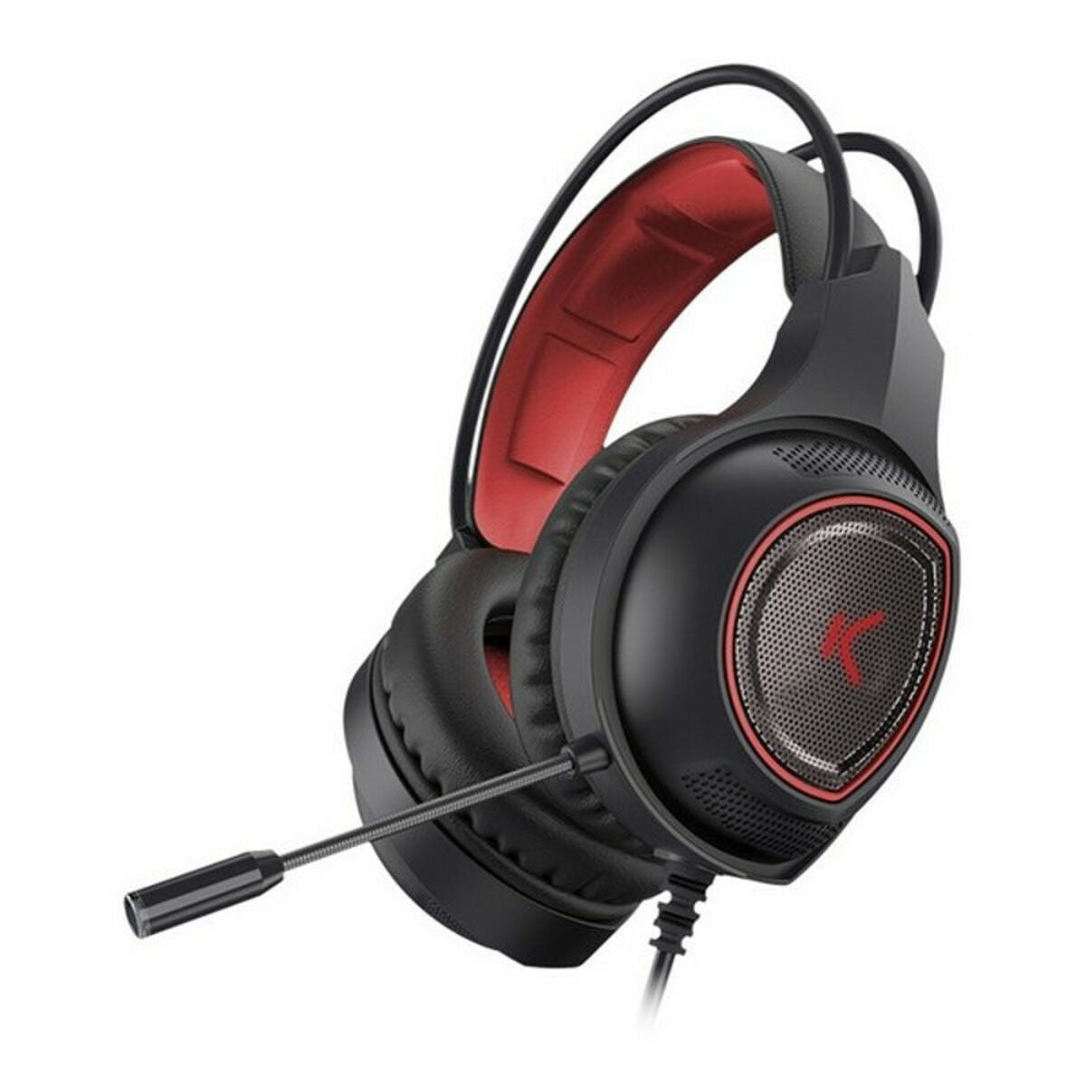 Gaming Headset met Microfoon KSIX Drakkar USB LED Zwart Rood