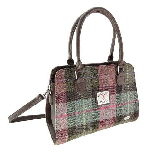 Handtas Findhorn Gedempt Groen & Paars Tartan - Stevig - Draagband - Harris Tweed - Glen Appin of Sc