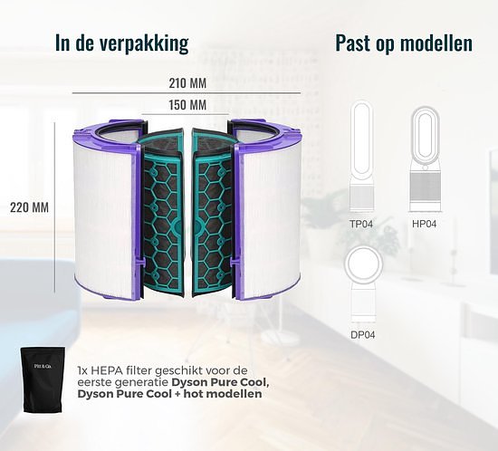 HEPA Filter geschikt voor Dyson HP04, TP04 en DP04 -Luchtzuiveringsfilter