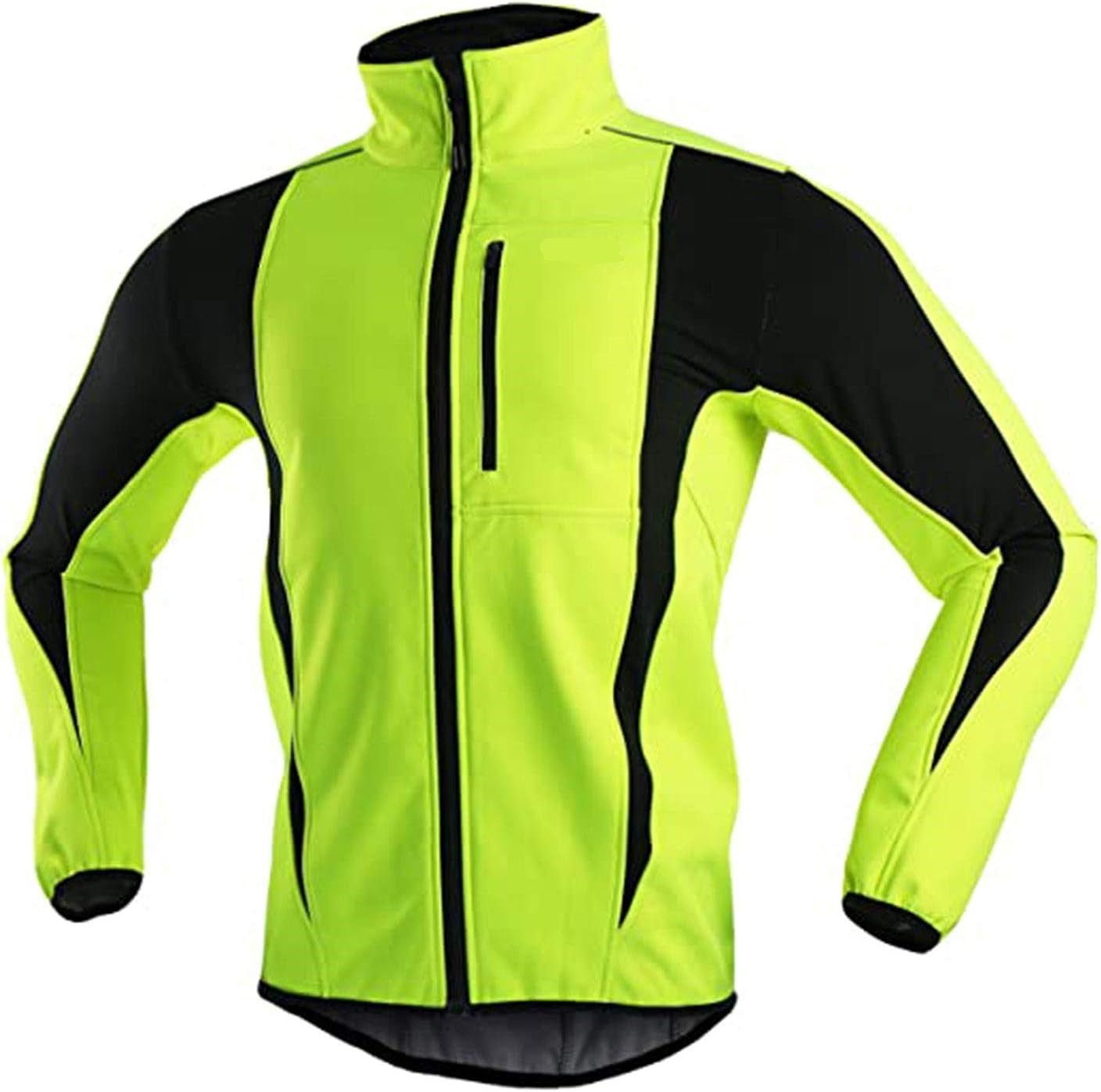 Heren Sportjack fluoricerend groen/geel - Mt. XXL - Waterdicht - Winddicht - Fietsshirt - Warm therm