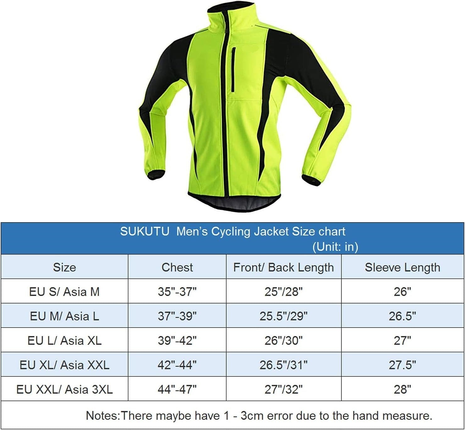 Heren Sportjack fluoricerend groen/geel - Mt. XXL - Waterdicht - Winddicht - Fietsshirt - Warm therm