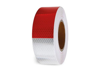 Honingraat reflecterende tape 5cm x 5m - Rood/Wit