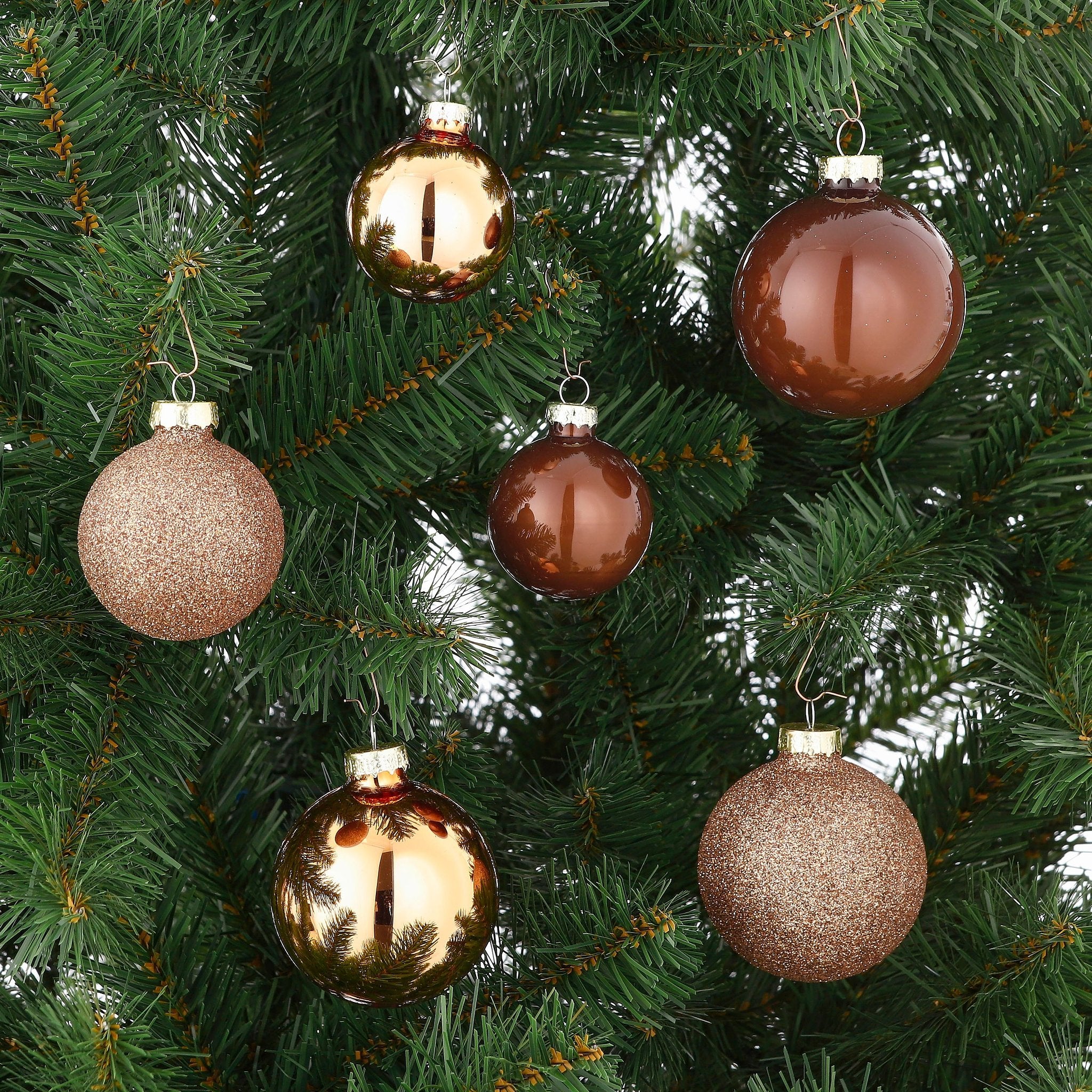 House of Seasons Christmas Baubles Set - 26 Pieces - Ø7 cm - Brown