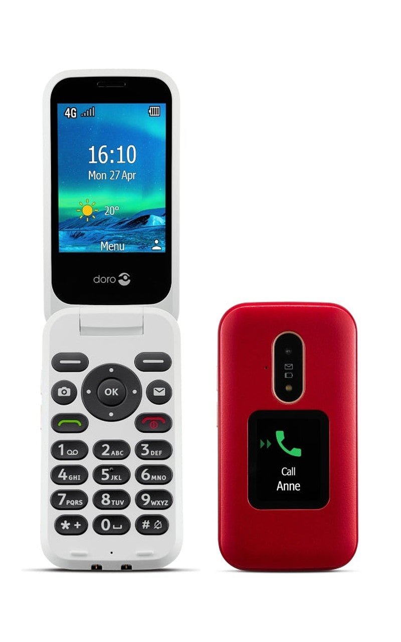 Hulpmedi.nl Mobiele telefoon 6880 4G met sprekende toetsen rood/wit