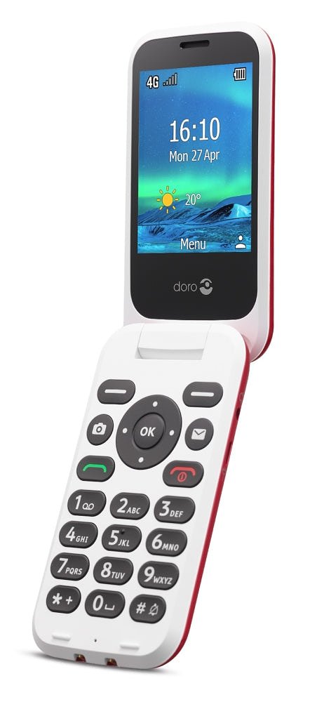 Hulpmedi.nl Mobiele telefoon 6880 4G met sprekende toetsen rood/wit