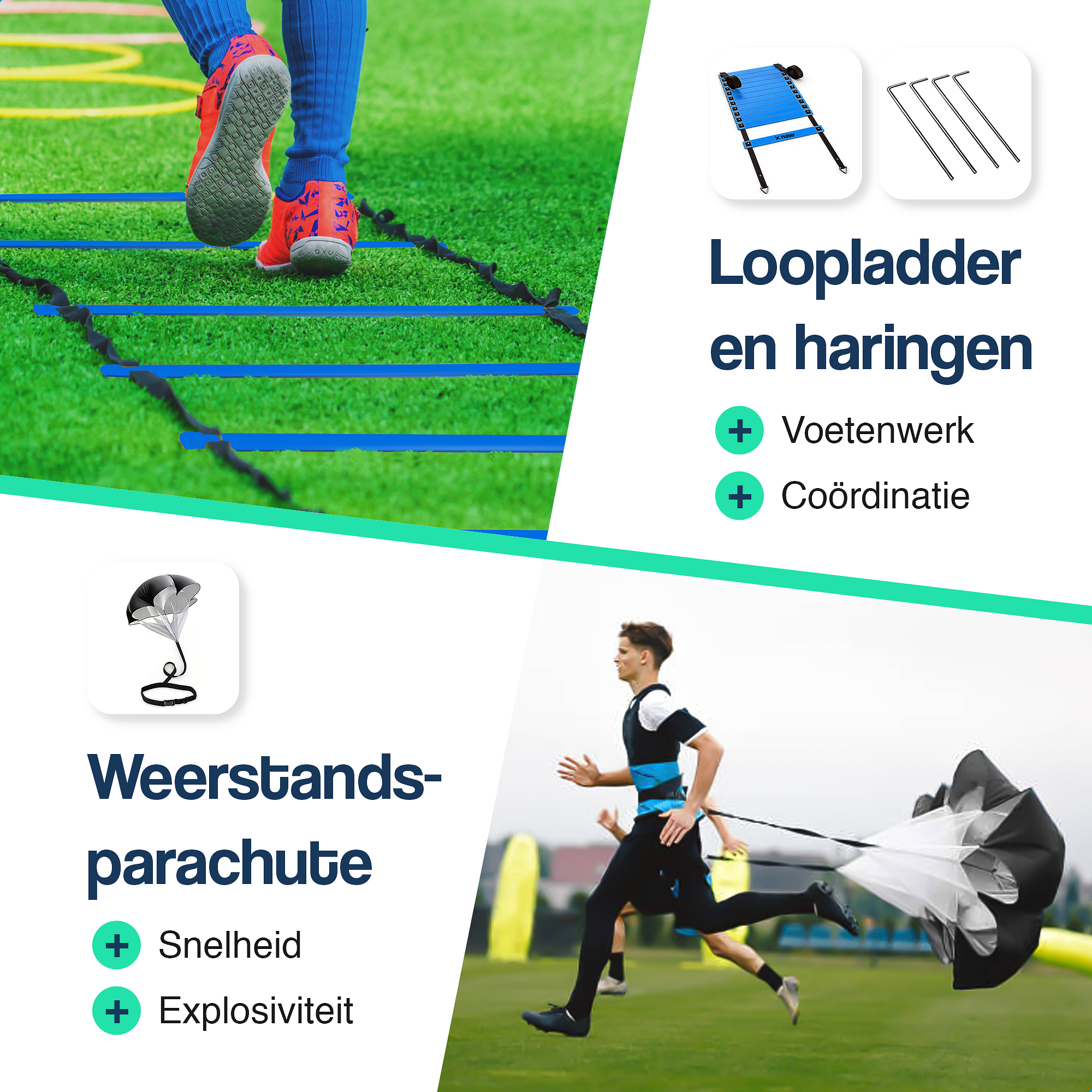 Hulser Agility Workout set 26-delig - Blauw - Voetbal trainingsmateriaal