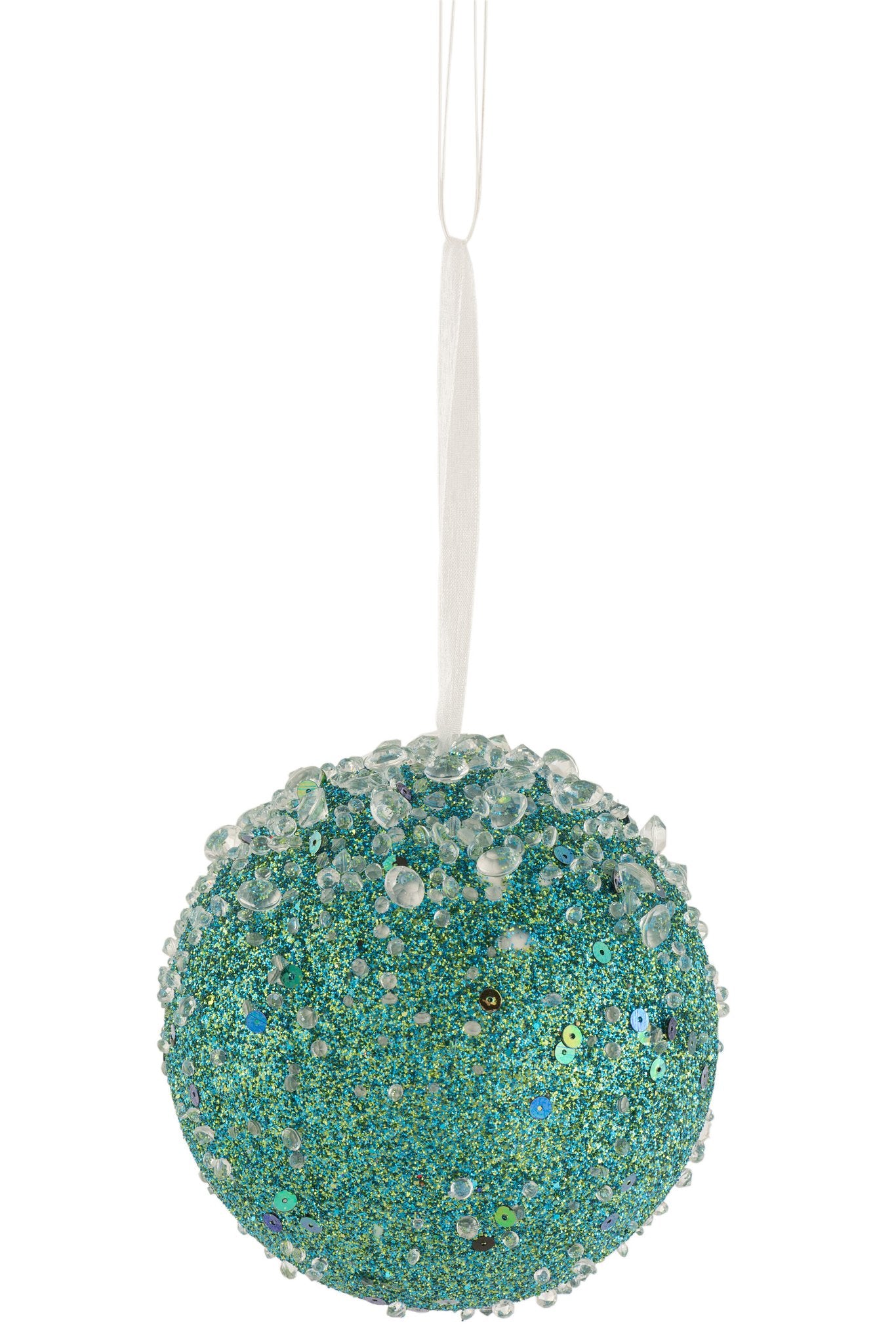 J-Line Bal Hangend Glitter Parels Azuur Groen Large