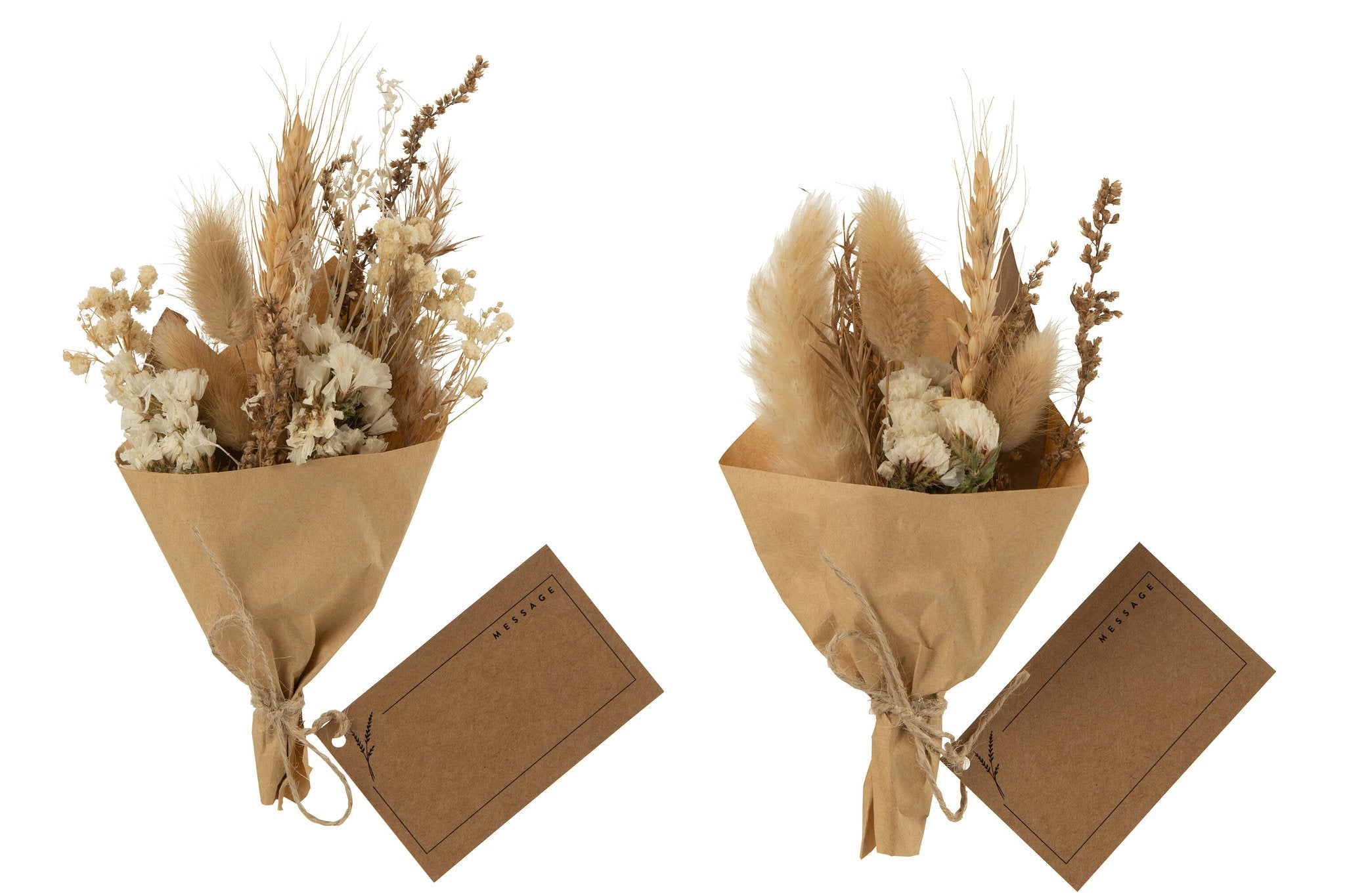 J-Line Bundel Gedroogde Bloemen In Papier Wrap Naturel Assortiment Van 2