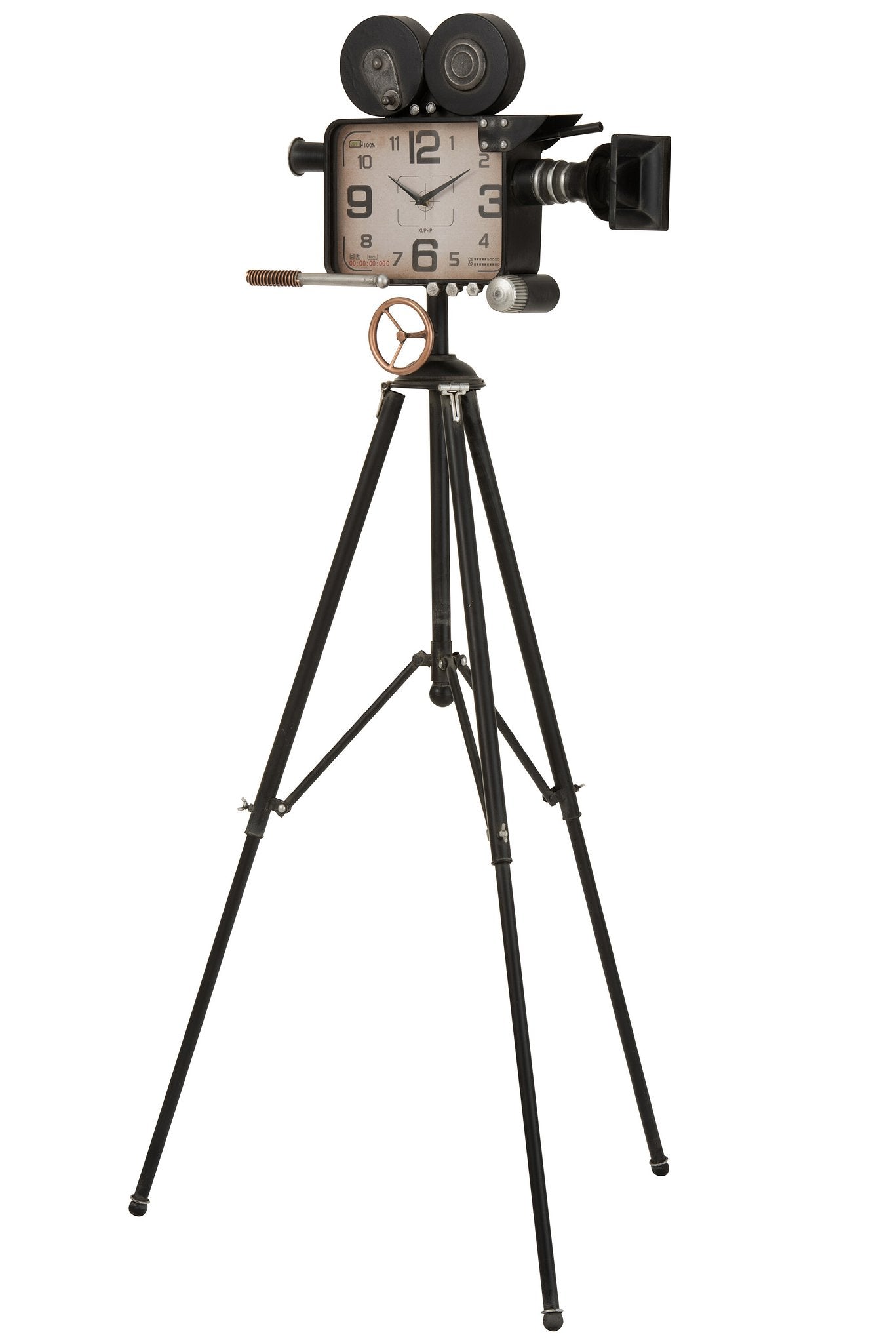 J-Line Camera Op Statief klok - metaal - zwart - 75 cm - woonaccessoires