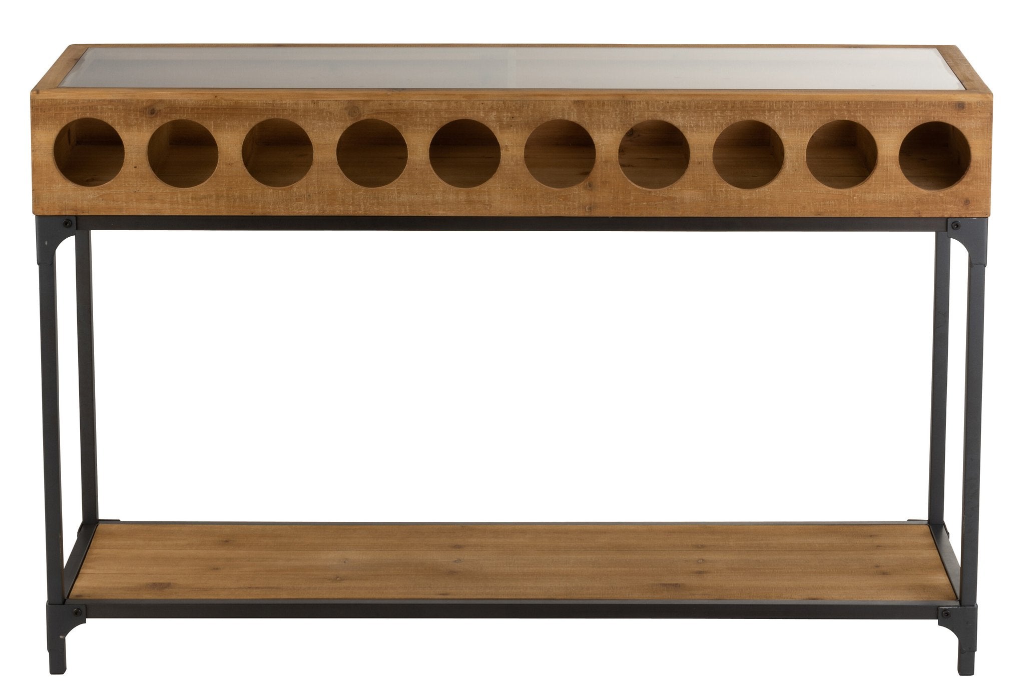 J-Line console voor wijnflessen - hout - naturel