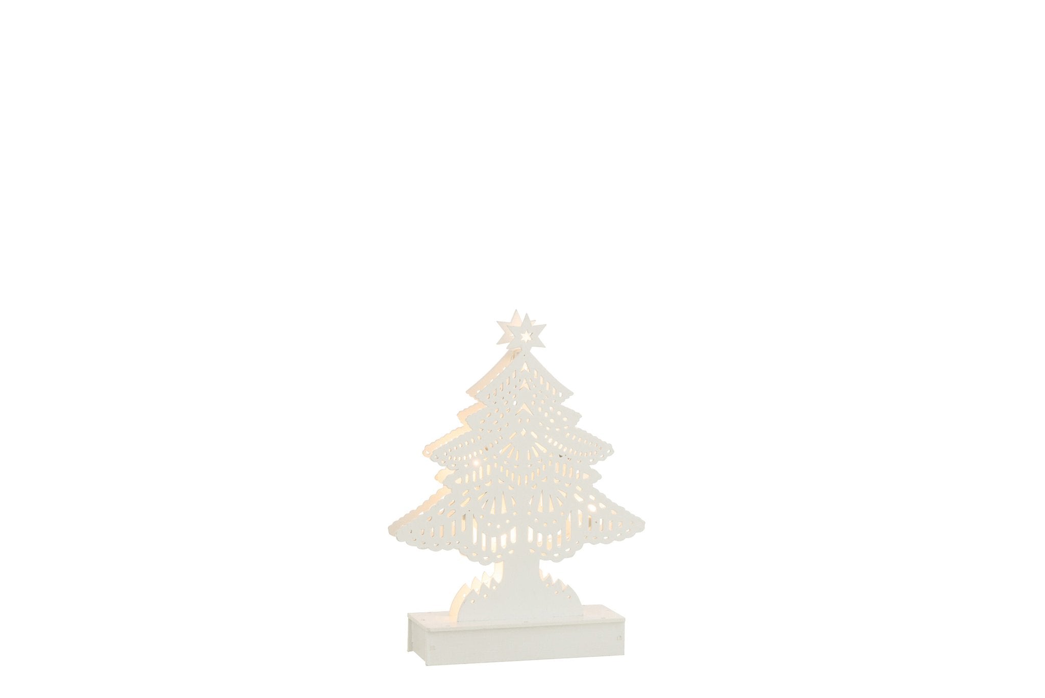 J-Line Deco Kerstboom Led Hout Wit Small