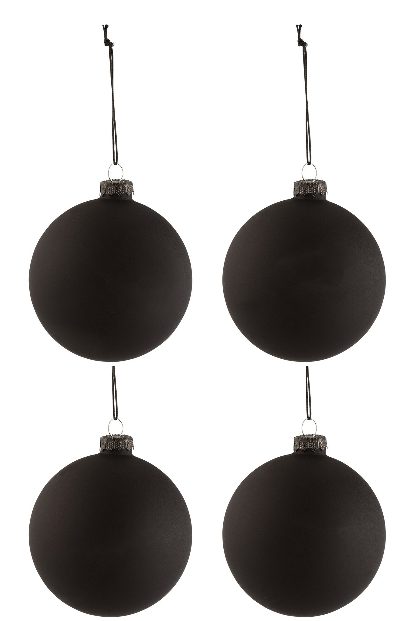 J-Line Doos Van 4 Kerstballen Blackboard Glas Zwart Medium