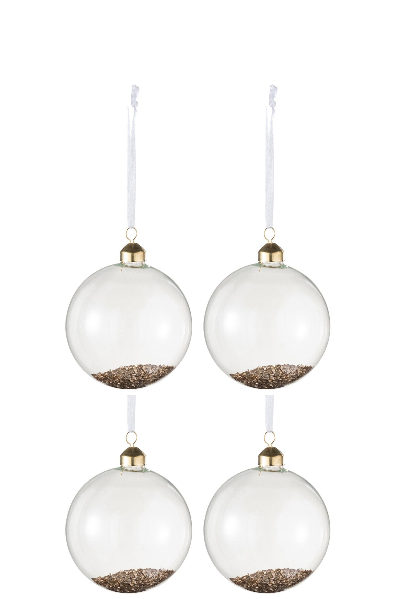 J-Line Doos Van 4 Kerstballen Deco Glas Klaar/Goud Medium