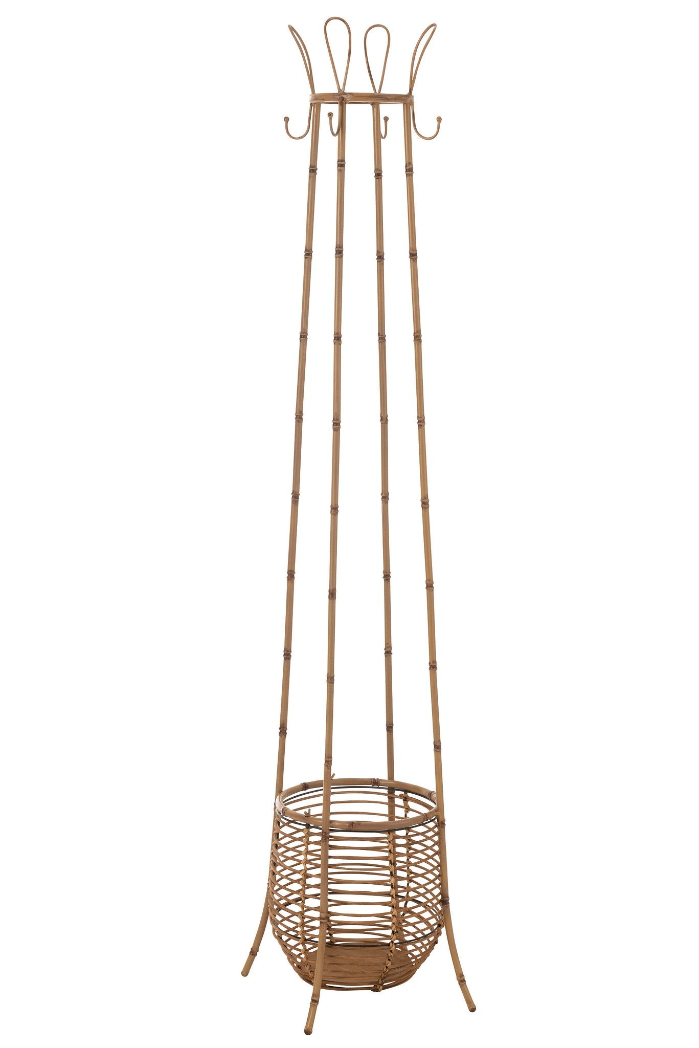 J-Line Kapstok Staand Met Mand Rattan/Metaal Naturel