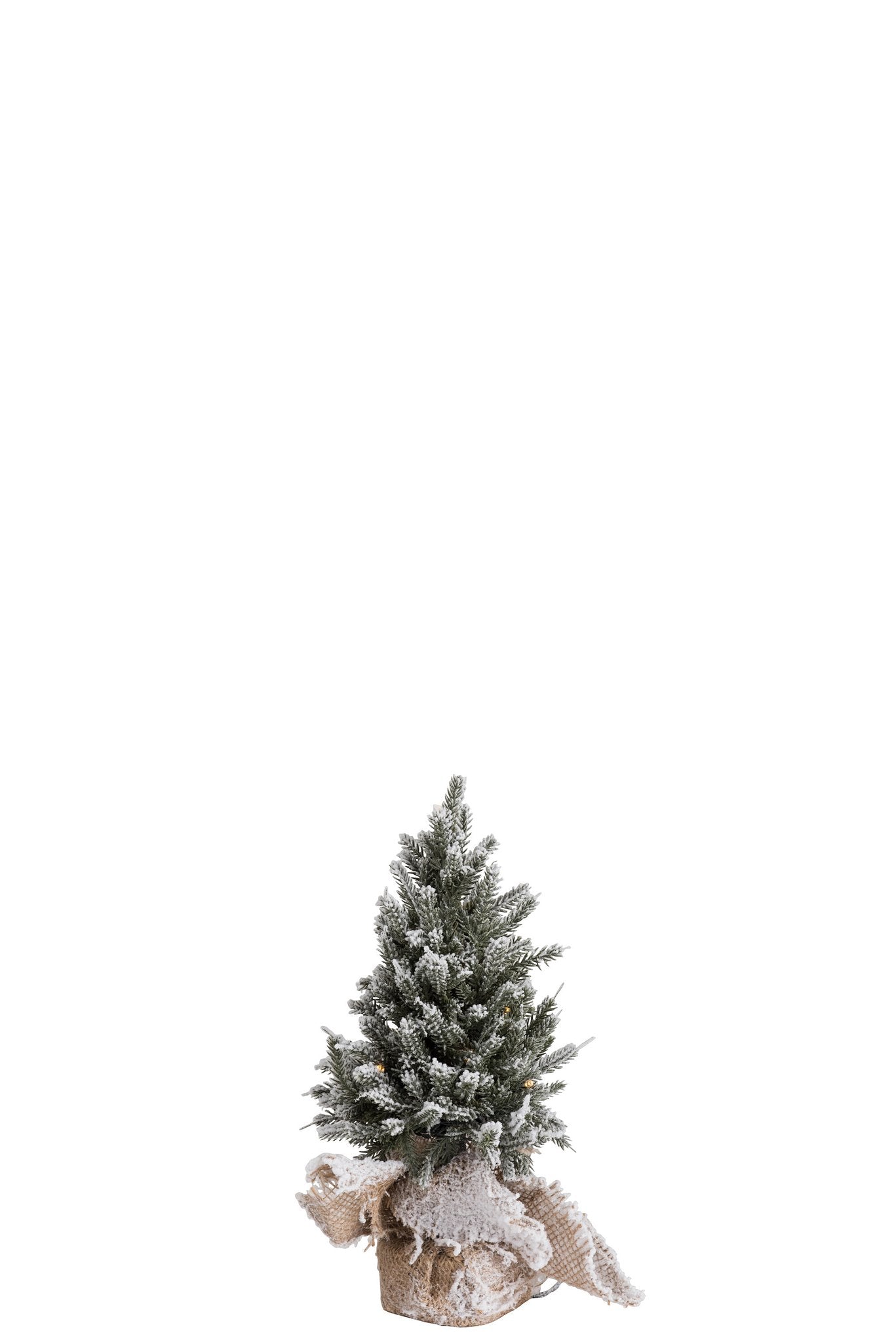 J-Line Kerstboom+Led+Pot Jute Plastiek Besneeuwd Groen Extra Small