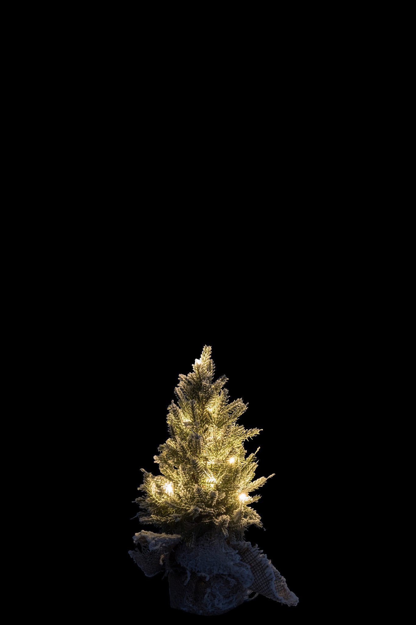 J-Line Kerstboom+Led+Pot Jute Plastiek Besneeuwd Groen Extra Small