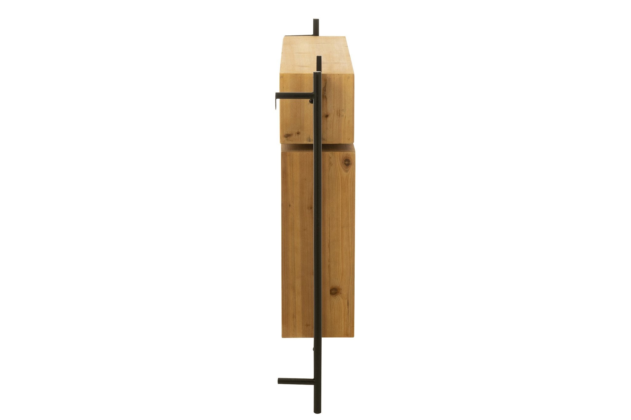 J-Line wandkapstok met spiegel Tina - hout/ijzer - zwart/naturel
