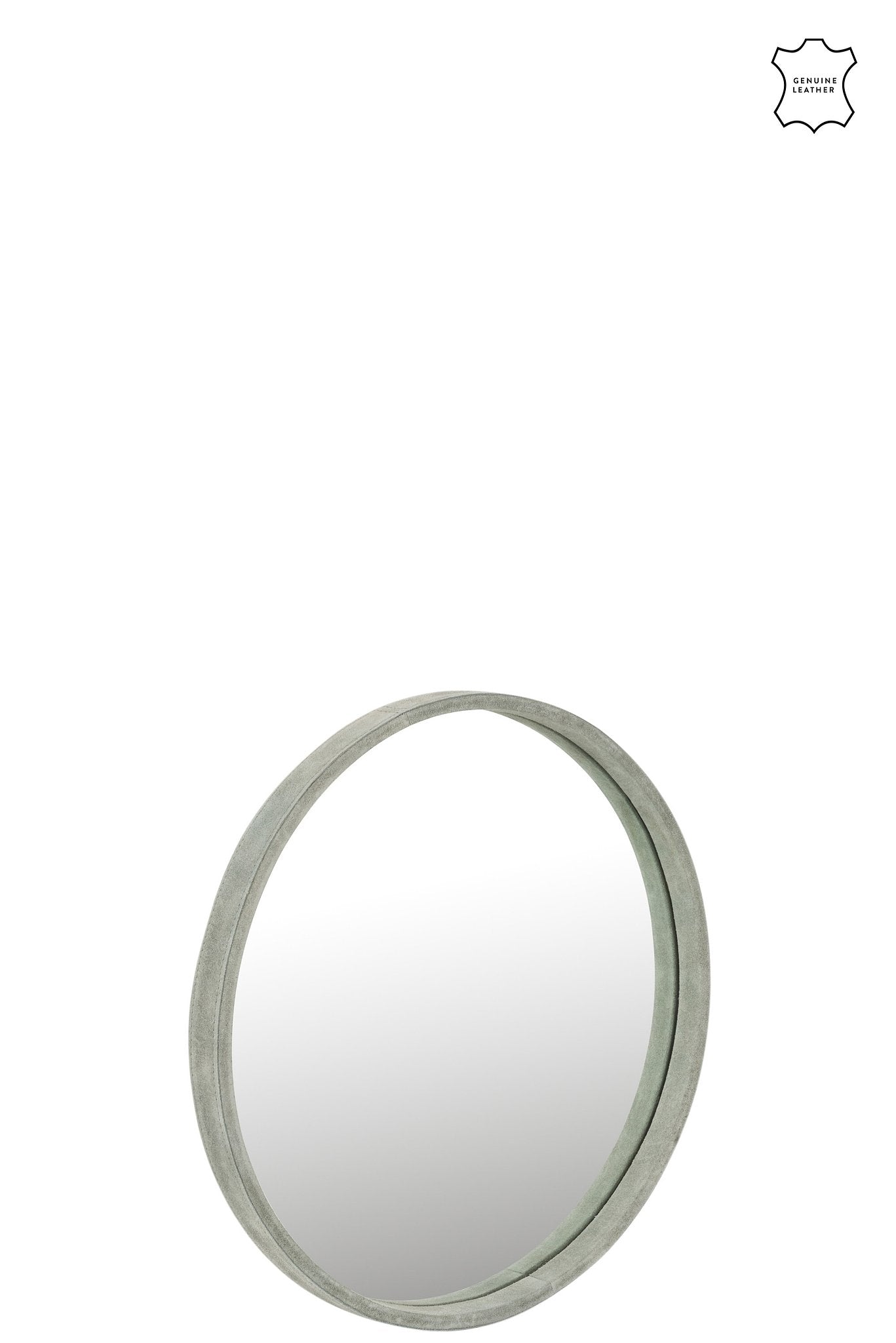 J-Line spiegel Rond - leder - groen - small
