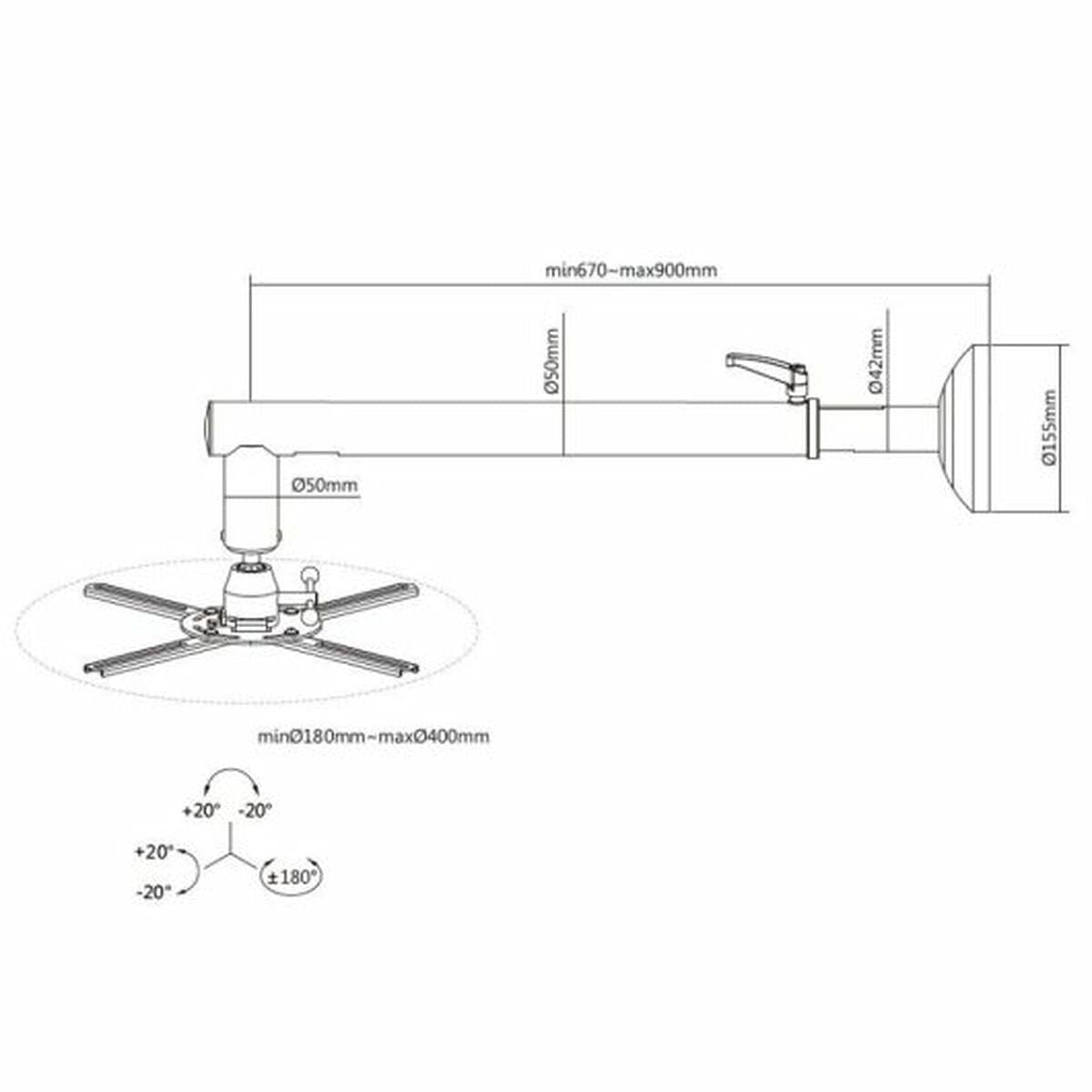 Kantelbare en Draaibare Plafondondersteuning voor Projector Equip 650704