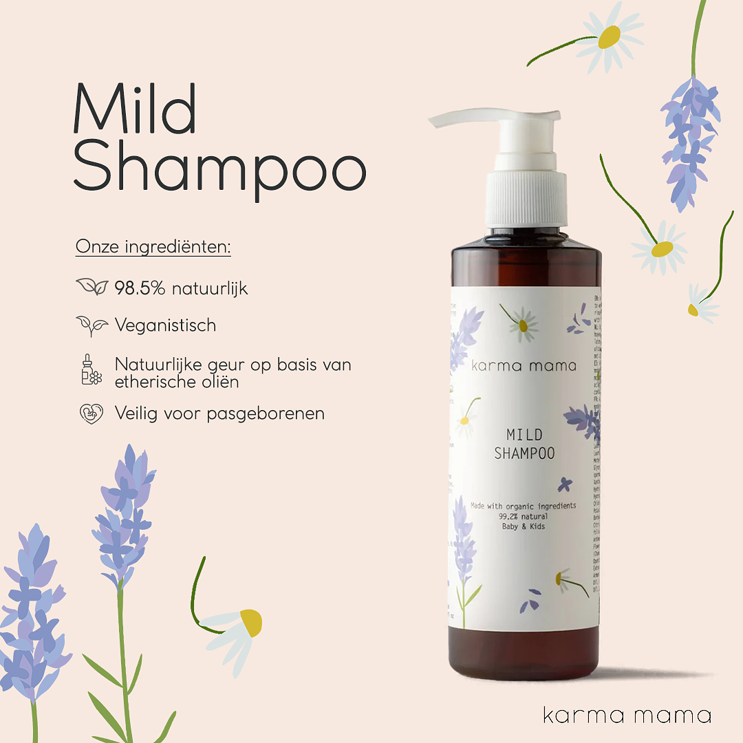 Karma Mama Baby & Kids Mild Shampoo - Zacht voor de Huid - Sulfaatvrij - Biologisch - 250 ml