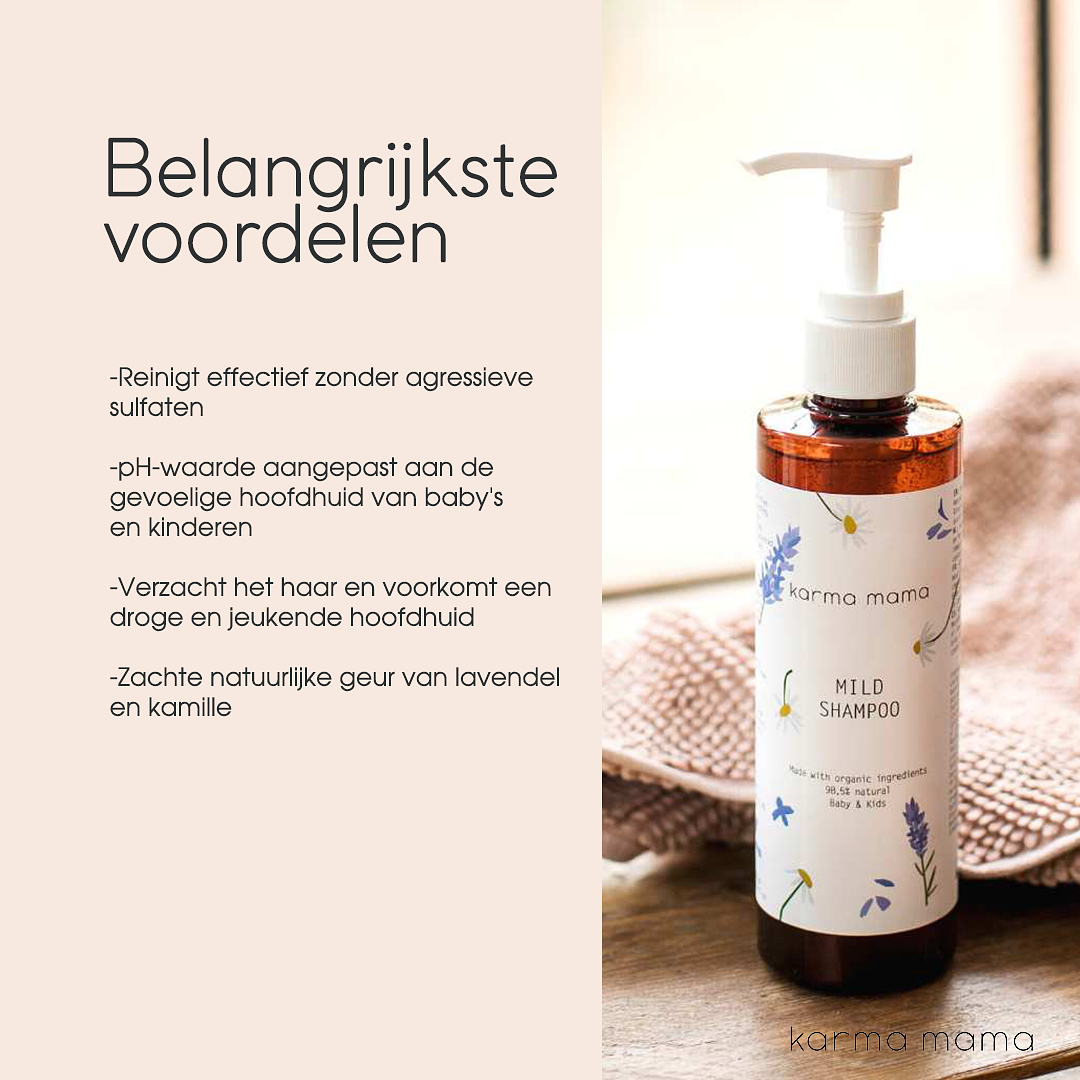 Karma Mama Baby & Kids Mild Shampoo - Delicate on Skin- Sulfate Free - Organic Ingredients - 250ml