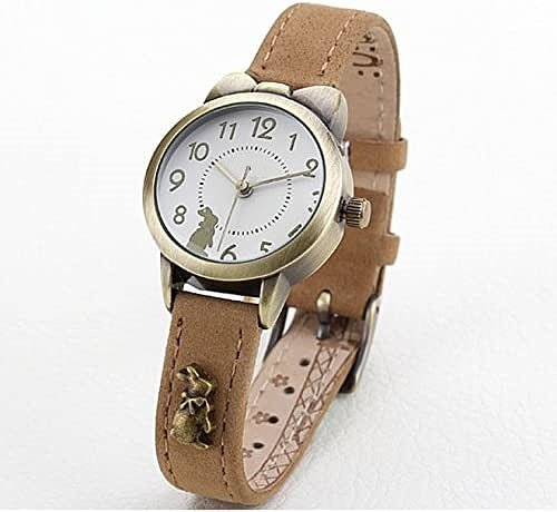 Kinderhorloge - rabbit - konijn - licht bruin leren bandje - met bronzen konijntje - Communie cadeau