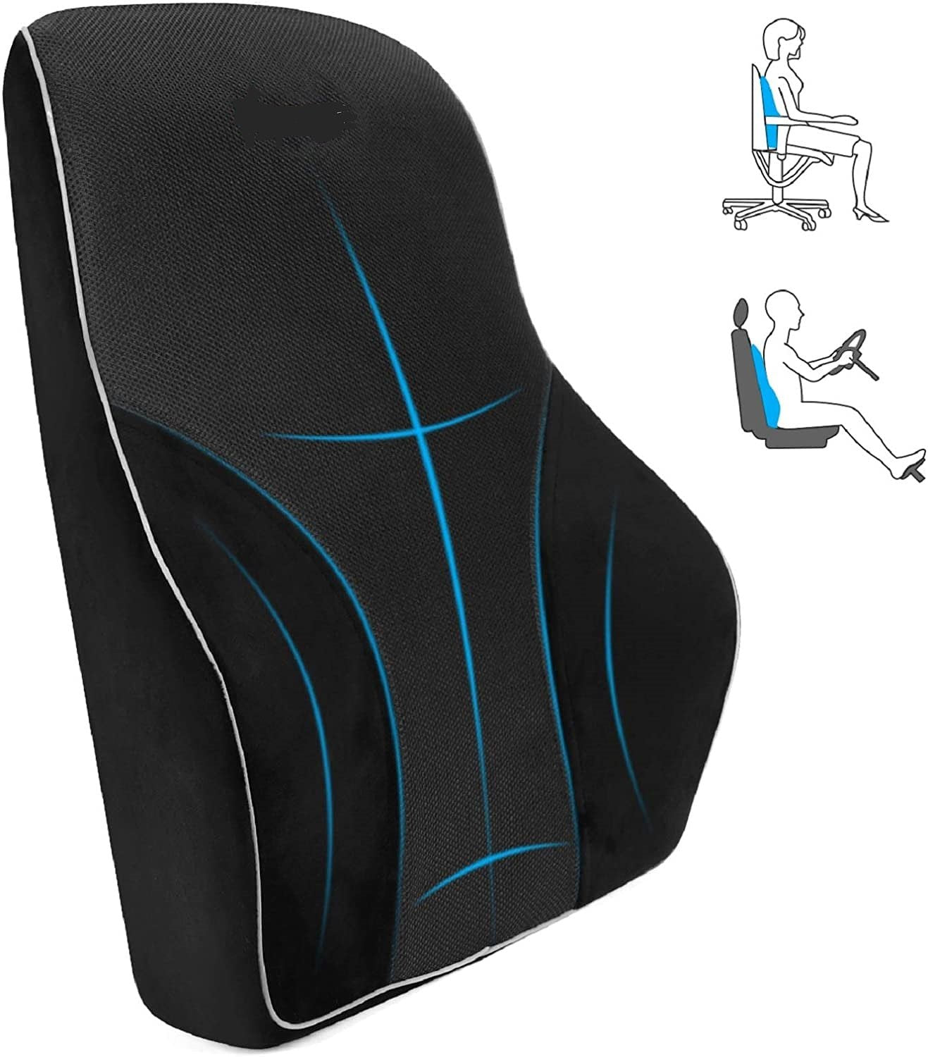 Lendensteunkussen - Superieur traagschuim - Comfortabele rugleuning voor bureaustoel en autostoel en