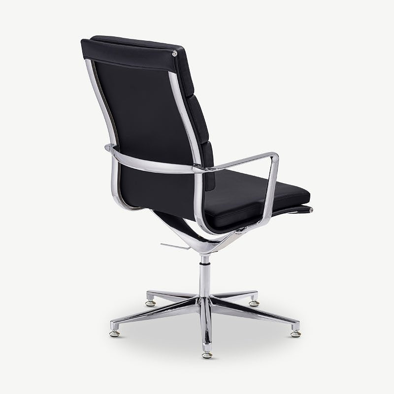 Levi Conference Chair, Black Leather & Chrome
