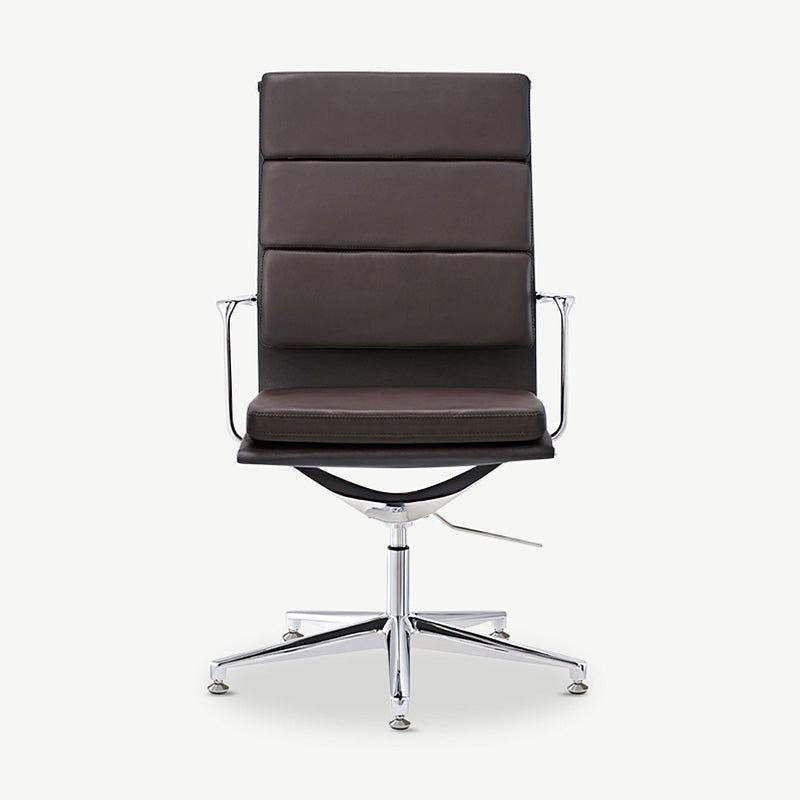 Levi Conference Chair, Dark Brown Leather & Chrome