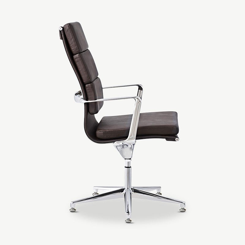 Levi Conference Chair, Dark Brown Leather & Chrome