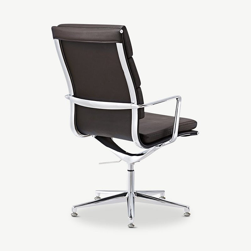 Levi Conference Chair, Dark Brown Leather & Chrome