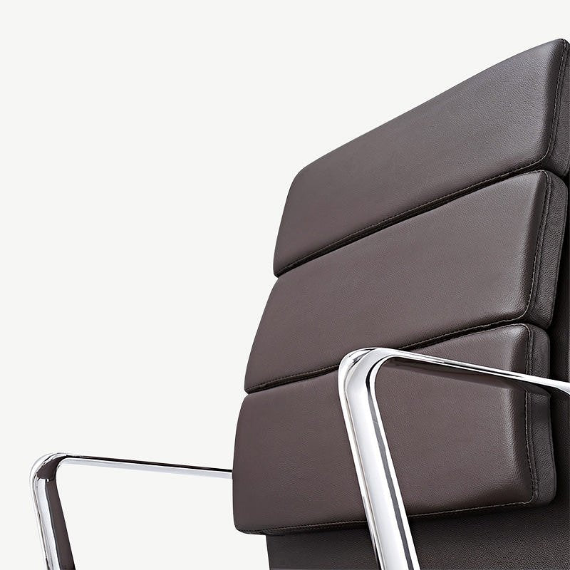 Levi Conference Chair, Dark Brown Leather & Chrome