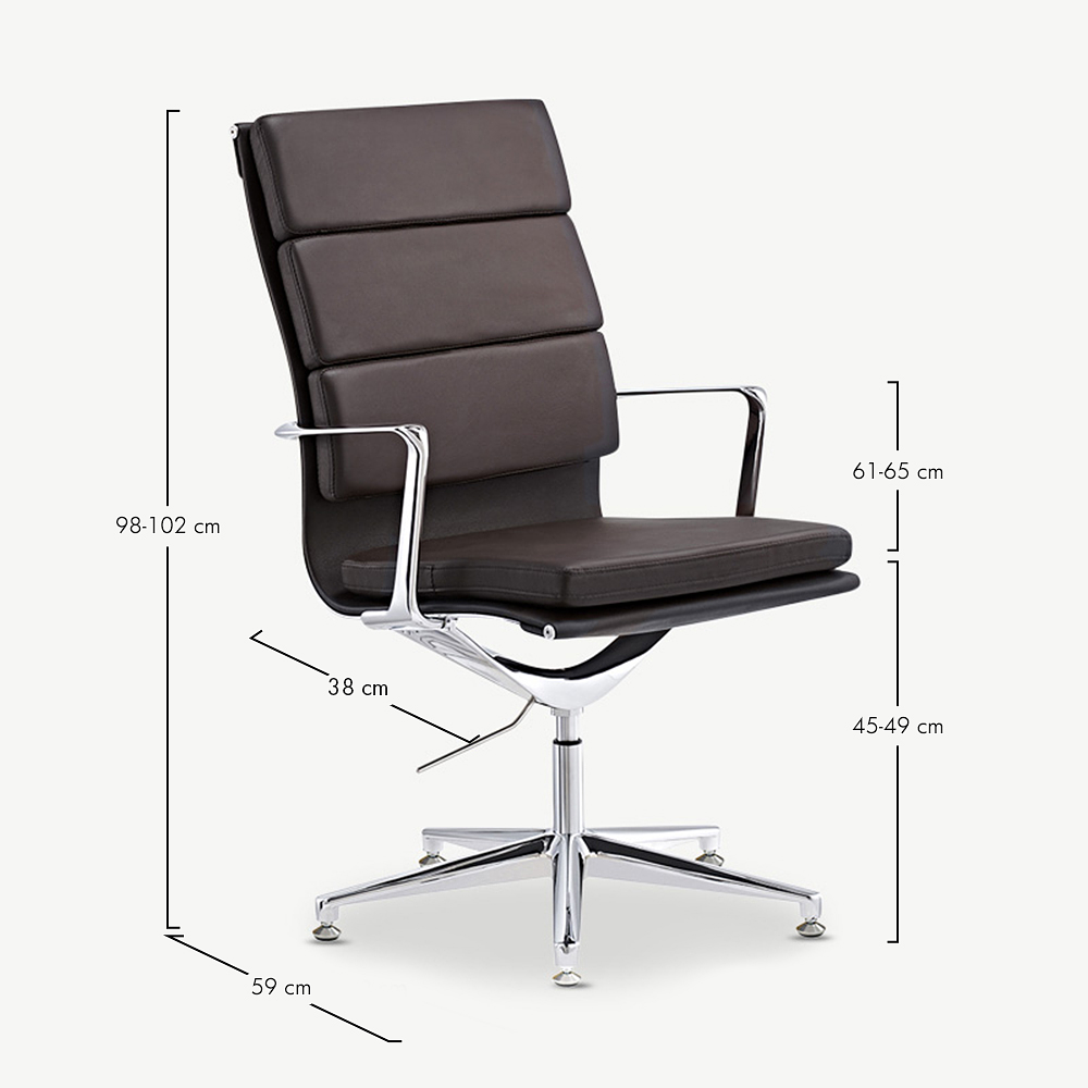 Levi Conference Chair, Dark Brown Leather & Chrome