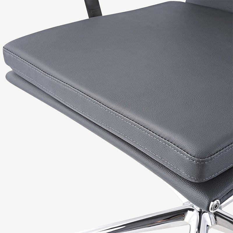 Levi Conference Chair, Grey Leather & Chrome